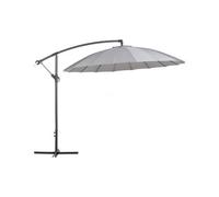 Beliani 235 Cm Round Cantilever Parasol Grey Fabric - Crank Tilt, Weather-Resistant