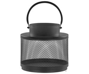 Beliani 24Cm Black Iron Lantern For Pillar Candles - Sculptural Round Lantern