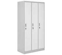 Beliani 3-Door Storage Locker Athlete Metal Grey/ White