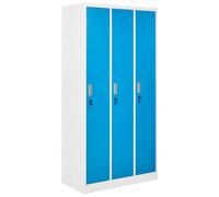Beliani 3-Door Storage Locker Athlete Metal White/ Blue