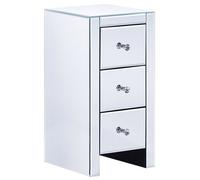 Beliani 3 Drawer Bedside Table Lorris Glass Silver