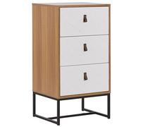 Beliani 3 Drawer Chest NUEVA Light Brown/ White, Brown