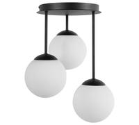 Beliani 3-Light Black Metal Ball Ceiling Lamp, Contemporary Pendant With Frosted Glass Shades, W35 X H43Cm
