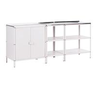 Beliani 3 Piece Outdoor Kitchen Set Vilama White Metal