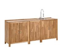 Beliani 3 Piece Outdoor Kitchen Set With Sink Venosa Acacia Wood Brown, Brown
