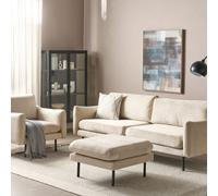 Beliani 3-Piece Sofa Set, Beige Velvet, Black Legs, L220 X D85 X H85Cm