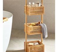 Beliani 3-Tier Bamboo Bathroom Shelving Unit Light Brown, Narrow 27 X 20 X 80 Cm