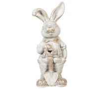 Beliani 36Cm White Bunny Figurine - Magnesium Oxide Indoor And Sheltered Outdoor Decor