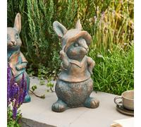 Beliani 37Cm Brown Rabbit Figurine With Hat - Indoor And Sheltered Outdoor Garden Ornament