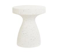 Beliani 39Cm Terrazzo Side Table, White Fibreglass, Weather-Resistant
