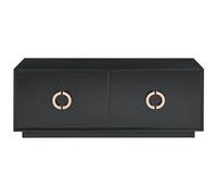 Beliani 4-Door Sideboard, Matt Black Mdf With Gold Handles, W120 X D40 X H46Cm