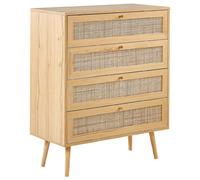 Beliani 4 Drawer Chest PEROTE Rattan Light Brown, Brown