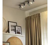 Beliani 4-Light Adjustable Ceiling Lamp White Metal, Modern Industrial Minimalist Design