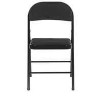 Beliani 4-Pack Folding Chairs Black Metal Frame Padded Mesh Seats - Compact, No-Assembly Set