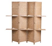 Beliani 4 Panel Room Divider Trafoi Brown 158 Cm 170 Cm