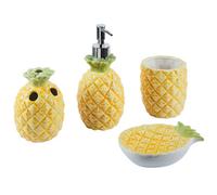 Beliani 4-piece Bathroom Accessories Set Maicao Ceramic Yellow, Yellow