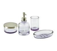 4-Piece Bathroom Accessories Set Glass Glamour Style Violet Telma