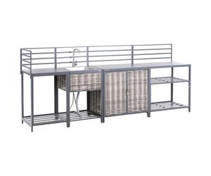 Beliani 4 Piece Outdoor Kitchen Set With Sink Mirador Grey Pe Rattan