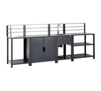 Beliani 4 Piece Outdoor Kitchen Set with Sink VIGGIANO Metal Graphite Grey, Grey