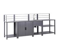 Beliani 4 Piece Outdoor Kitchen Set With Sink Viggiano Grey Metal