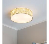 Beliani 45Cm Gold-Foil Polycotton Drum Ceiling Light - Boho Glam Flush Pendant