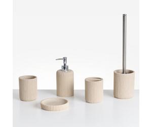 Beliani 5-Piece Bathroom Accessories Set Camana Light Beige