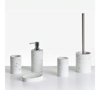 Beliani 5-Piece Bathroom Accessories Set Perene White Terrazzo
