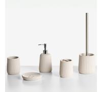 Beliani 5-Piece Bathroom Accessories Set Pozuzo Beige