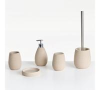 Beliani 5-Piece Bathroom Accessories Set Quila Light Beige