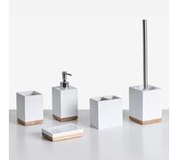 Beliani 5-Piece Bathroom Accessories Set Tapiche White