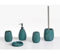 Bathroom Accessories Set Soap Dish Soap Dispenser Toilet Brush Tumbler Toothbrush Holder Teal Quilca