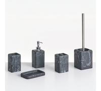 Beliani 5-Piece Bathroom Accessories Set Vilcanota Black Marble