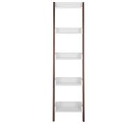 Beliani 5-Tier Ladder Bookcase Dark Wood With White Shelves, Wall-Mounted, Modern Home Office Display