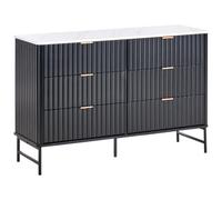Beliani 6 Drawer Chest GLASTONBURY Marble/ Black, Black