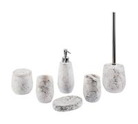 Beliani 6-Piece Bathroom Accessories Set Off-White Dolomite Ceramic Matt