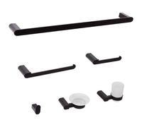Beliani 6-piece Bathroom Hardware Set Paracas With Towel Bars And Hooks Black, Black