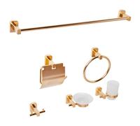 Beliani 6-piece Bathroom Hardware Set Pocone With Towel Bars And Hooks Gold, Gold