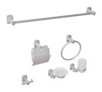 Beliani 6-piece Bathroom Hardware Set Pocone With Towel Bars And Hooks Silver, Silver