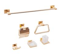 Beliani 6-piece Bathroom Hardware Set Riohacha With Towel Bars And Hooks Gold, Gold