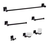 Beliani 6-Piece Bathroom Hardware Set Talara With Towel Bars And Hooks Black