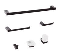 Beliani 6-piece Bathroom Hardware Set Tumaco With Towel Bars And Hooks Black, Black
