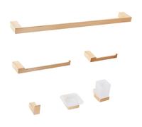 Beliani 6-Piece Bathroom Hardware Set Tumaco With Towel Bars And Hooks Gold