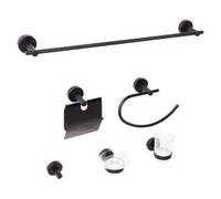 Beliani 6-Piece Bathroom Hardware Set Zaruma With Towel Bars And Hooks Black