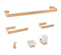 Beliani 6-piece Bathroom Hardware Set Zorritos With Towel Bars And Hooks Metal Gold, Gold