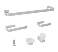 Beliani 6-piece Bathroom Hardware Set Zorritos With Towel Bars And Hooks Metal Silver, Silver