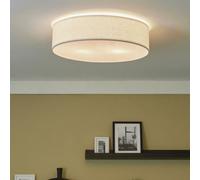 Beliani 60Cm Flush-Mount Ceiling Lamp White Paper Rope Shade Wicker Boho For Living Room And Bedroom
