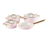Beliani 7 Piece Cookware Set Elite Pro Pastel Pink