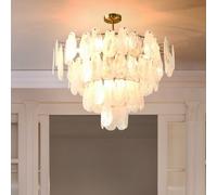 Beliani 80Cm Chandelier Pendant Lamp With Artistic Translucent Glass Plates