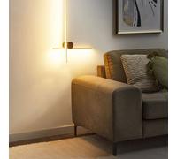 Beliani 90 Cm Led Wall Lamp - Gold-Toned Aluminium With Black Iron Base For Bedroom And Living Room