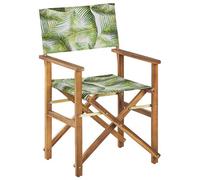 Beliani Acacia Living Garden Director's Chair Set Of 2, Light Wood, Folding - Includes Interchangeable Covers